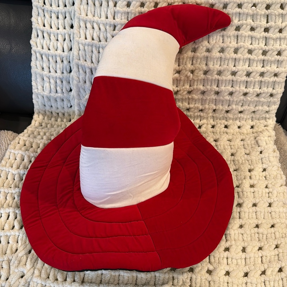 Kids giant Dr. Seuss Red and White stripe velvet plush hat - cat in the hat